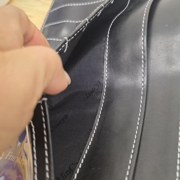 FRANKLIN COVEY Small Note Pad Folio Portfolio Black Faux Leather Crocodile Cover - Picture 4 of 10